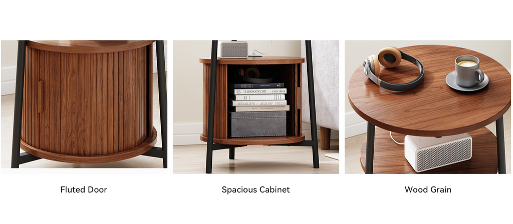 Round 2-Tier Side Table with Charging Station