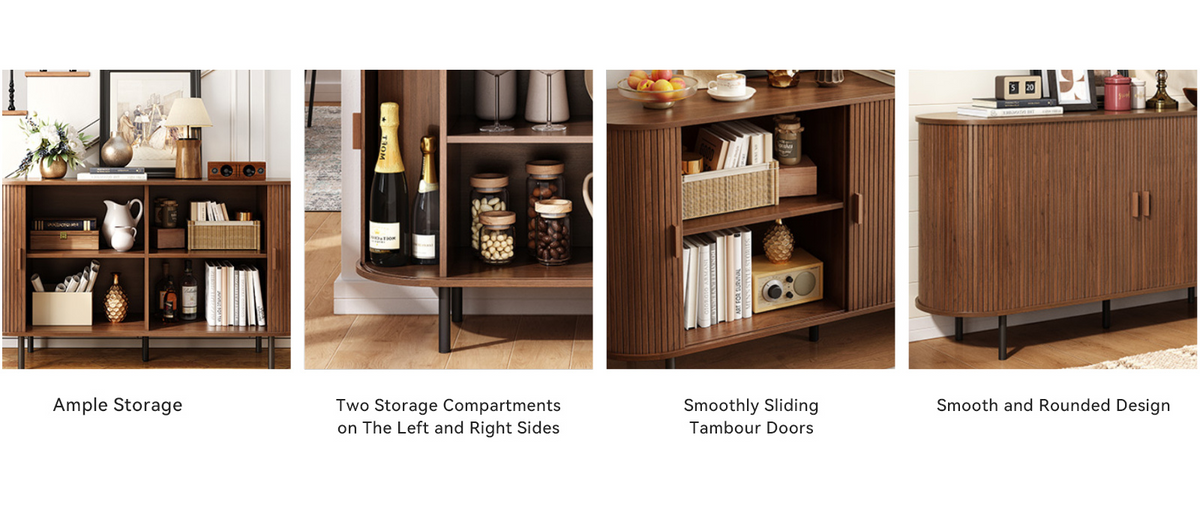 55 Inch Sideboard Buffet with Tambour Door