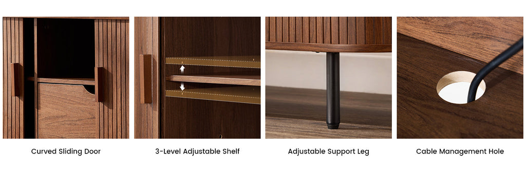 86 Inch TV Stand with Sliding Doors and Charging Station