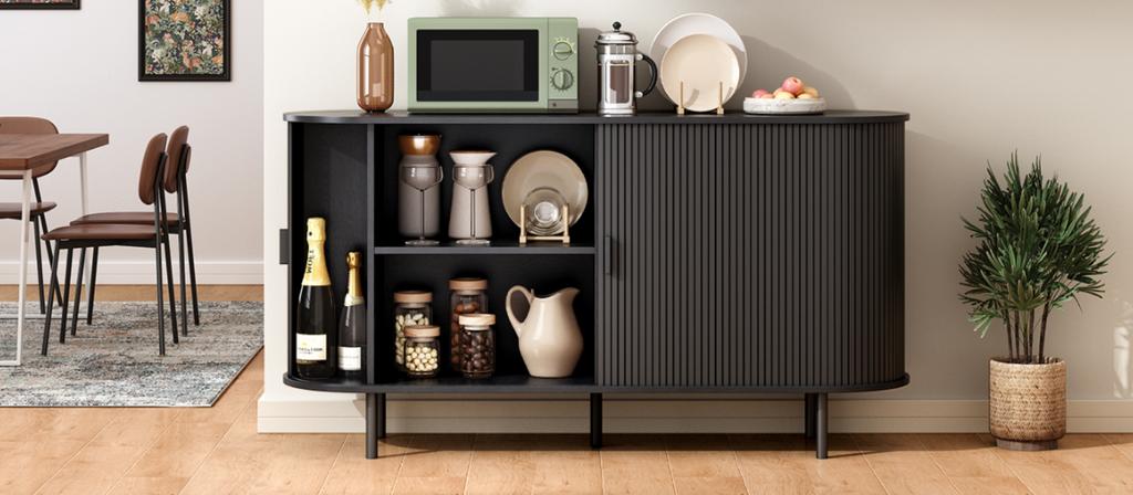 55 Inch Sideboard Buffet with Tambour Door