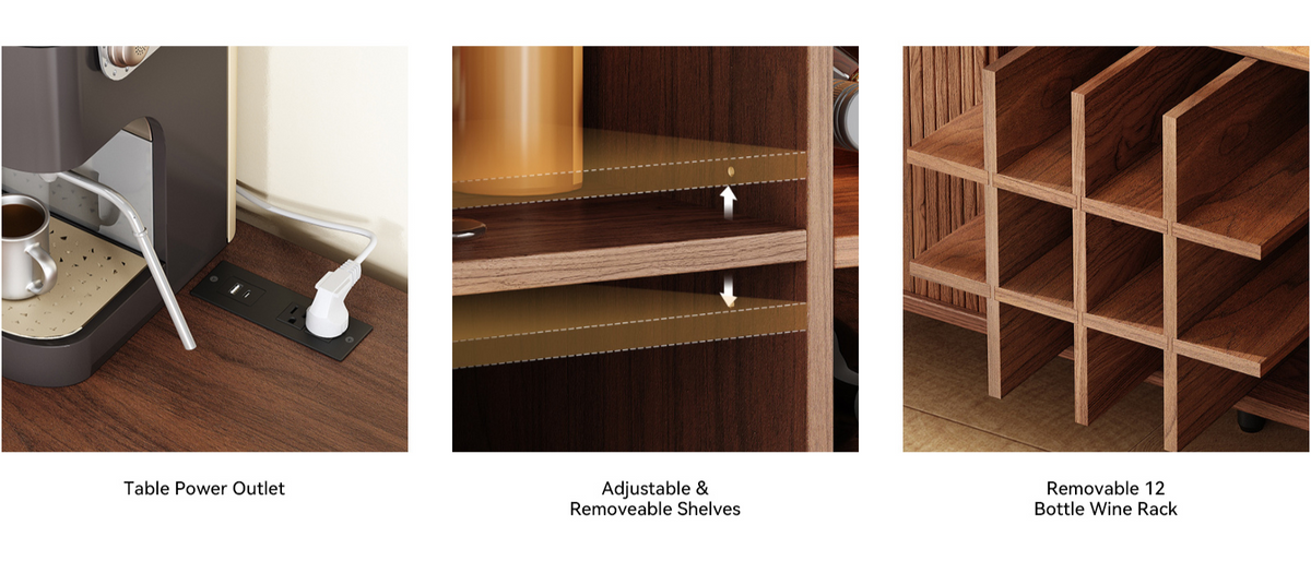 55 Inch LED Wine Bar Cabinet and Coffee Station