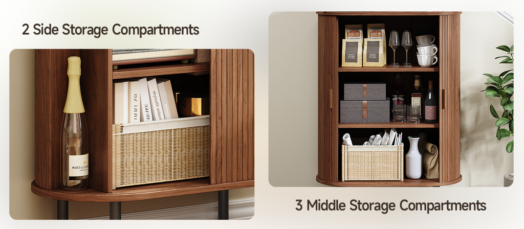 44" Modern High Sideboard Cabinet with Sliding Door