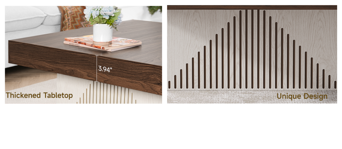 Square Wood Coffee Table with LED Lighting
