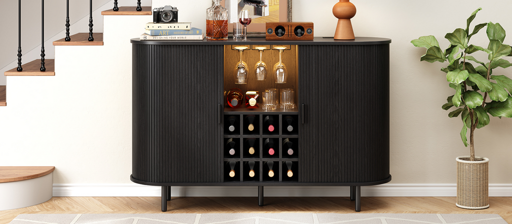 55 Inch LED Wine Bar Cabinet and Coffee Station