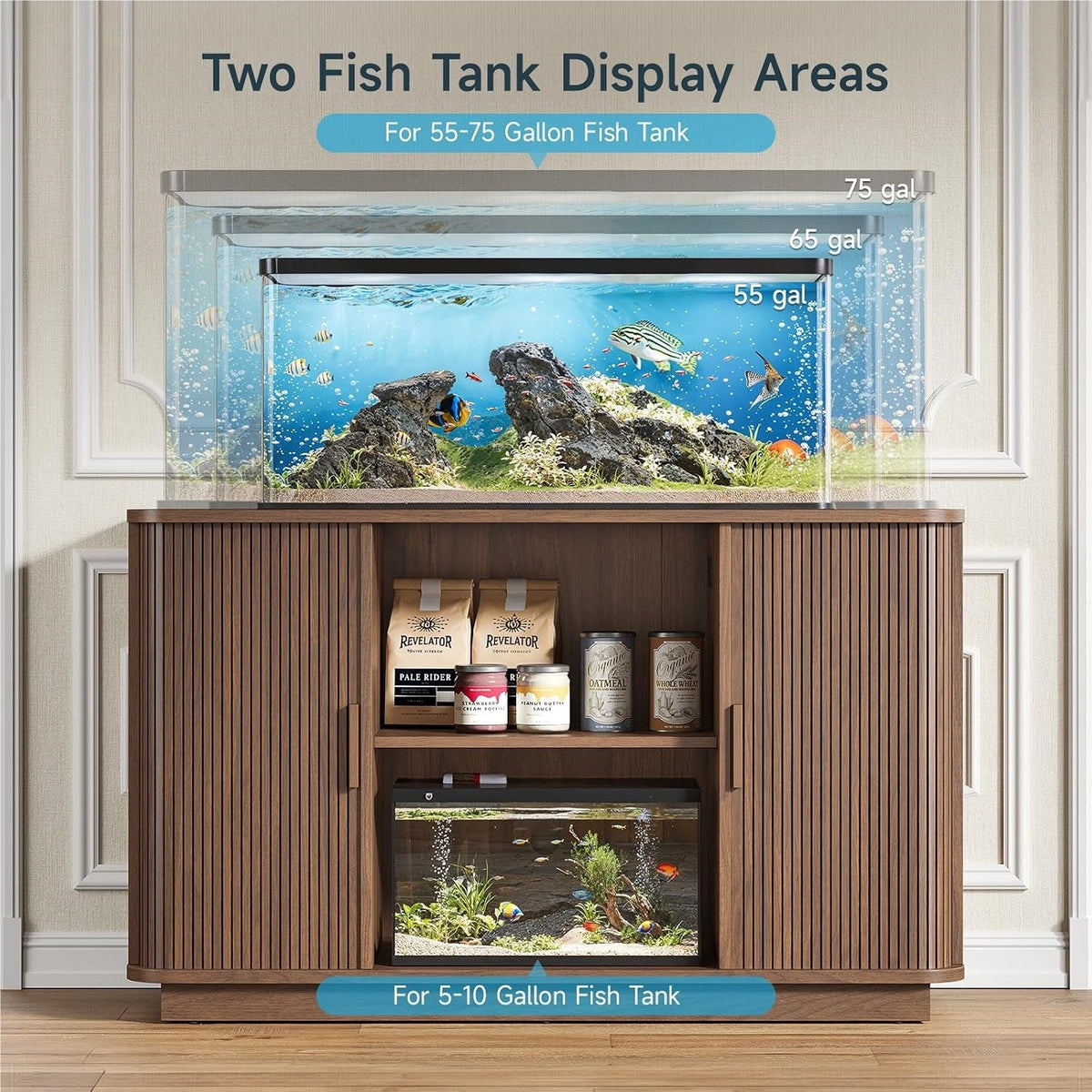 Fish Tank Stand Cabinet for 55-75 Gallon Aquariums