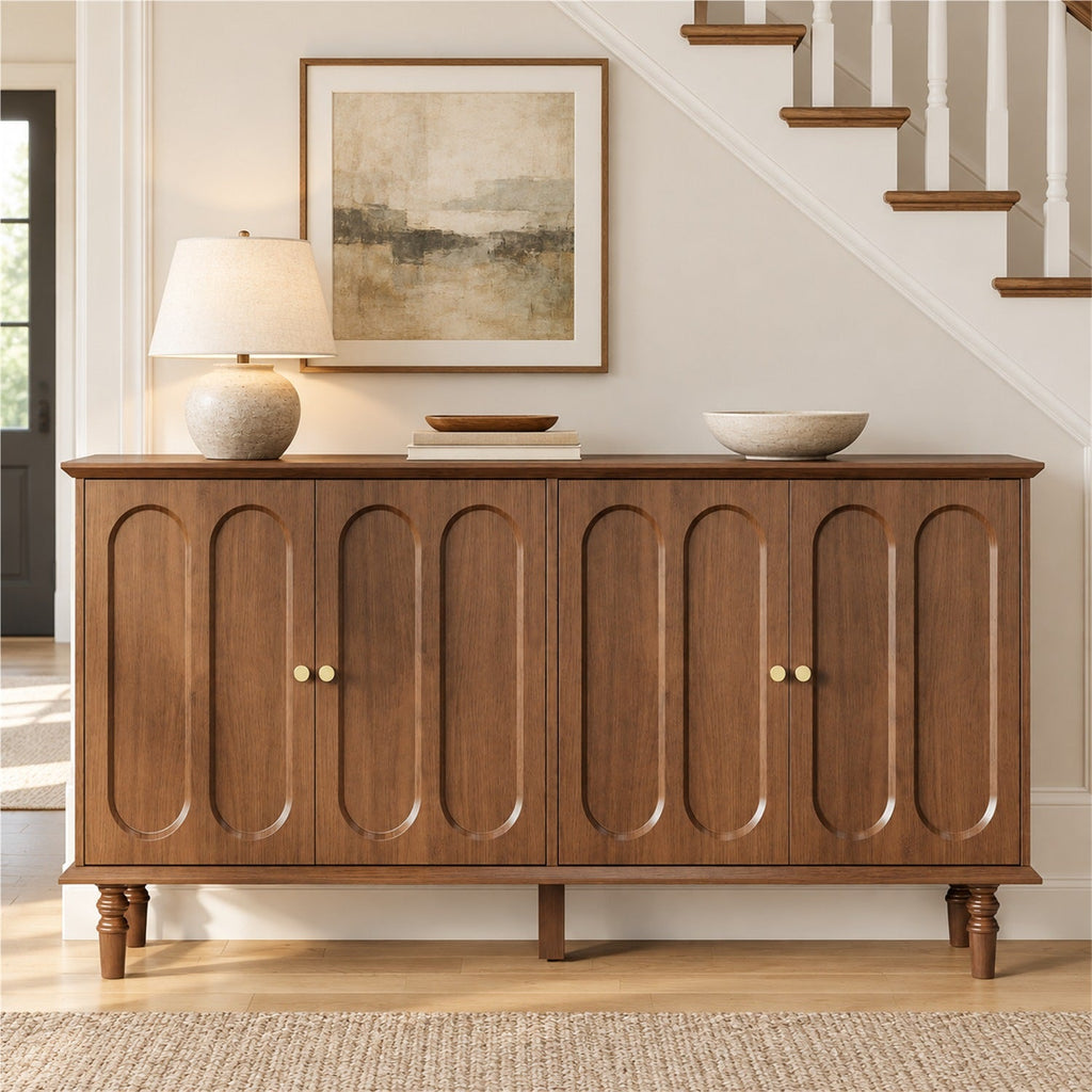 63 Inch Buffet Cabinet with Arched Doors