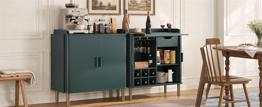 33-Inch Fluted Bar Cabinet with Charging Station
