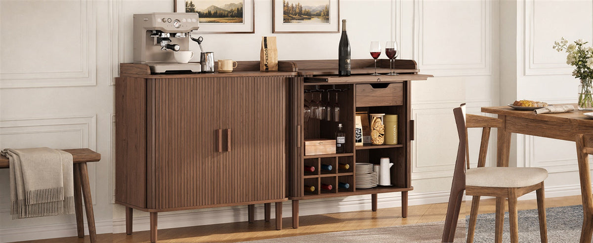 33-Inch Fluted Bar Cabinet with Charging Station