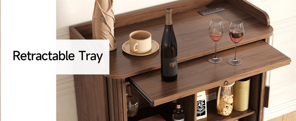 33-Inch Fluted Bar Cabinet with Charging Station