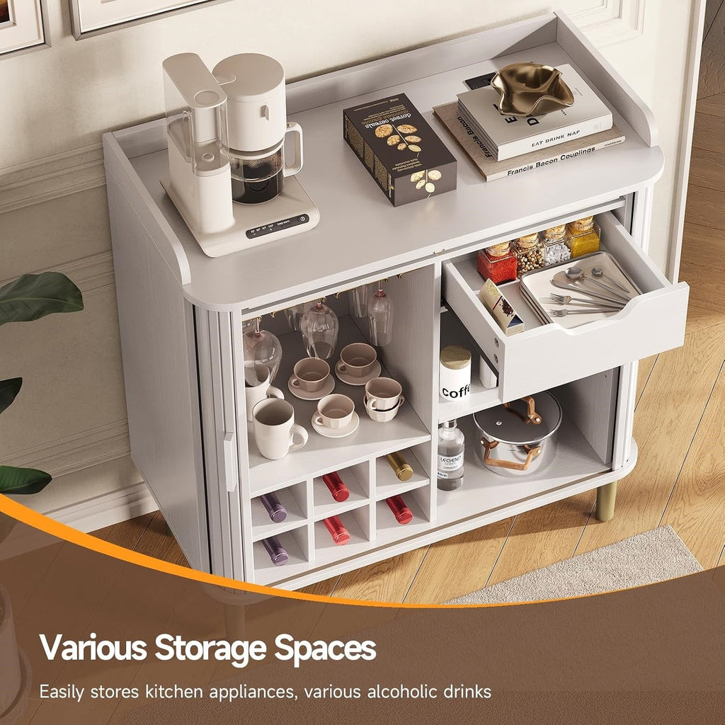 33-Inch Fluted Bar Cabinet with Charging Station