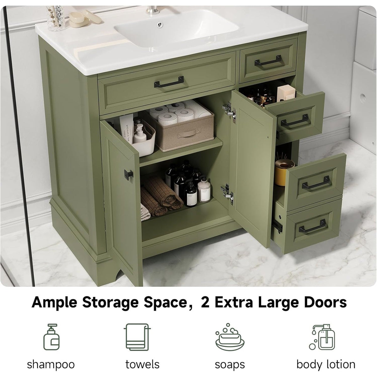 36 Inch Freestanding Bathroom Vanity with Sink