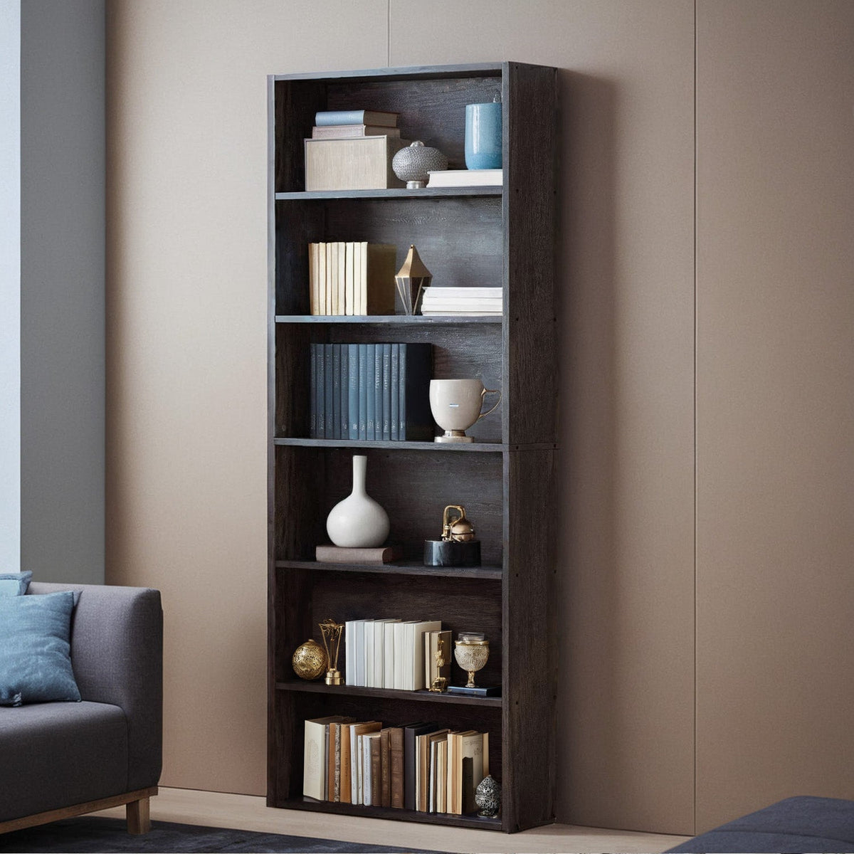 70 Inch Industrial 6-Shelf Floor Standing Bookshelf