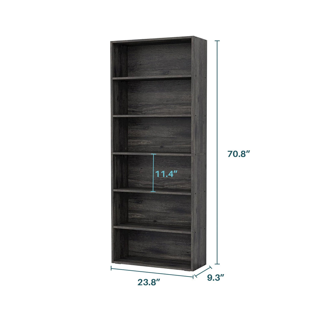 70 Inch Industrial 6-Shelf Floor Standing Bookshelf