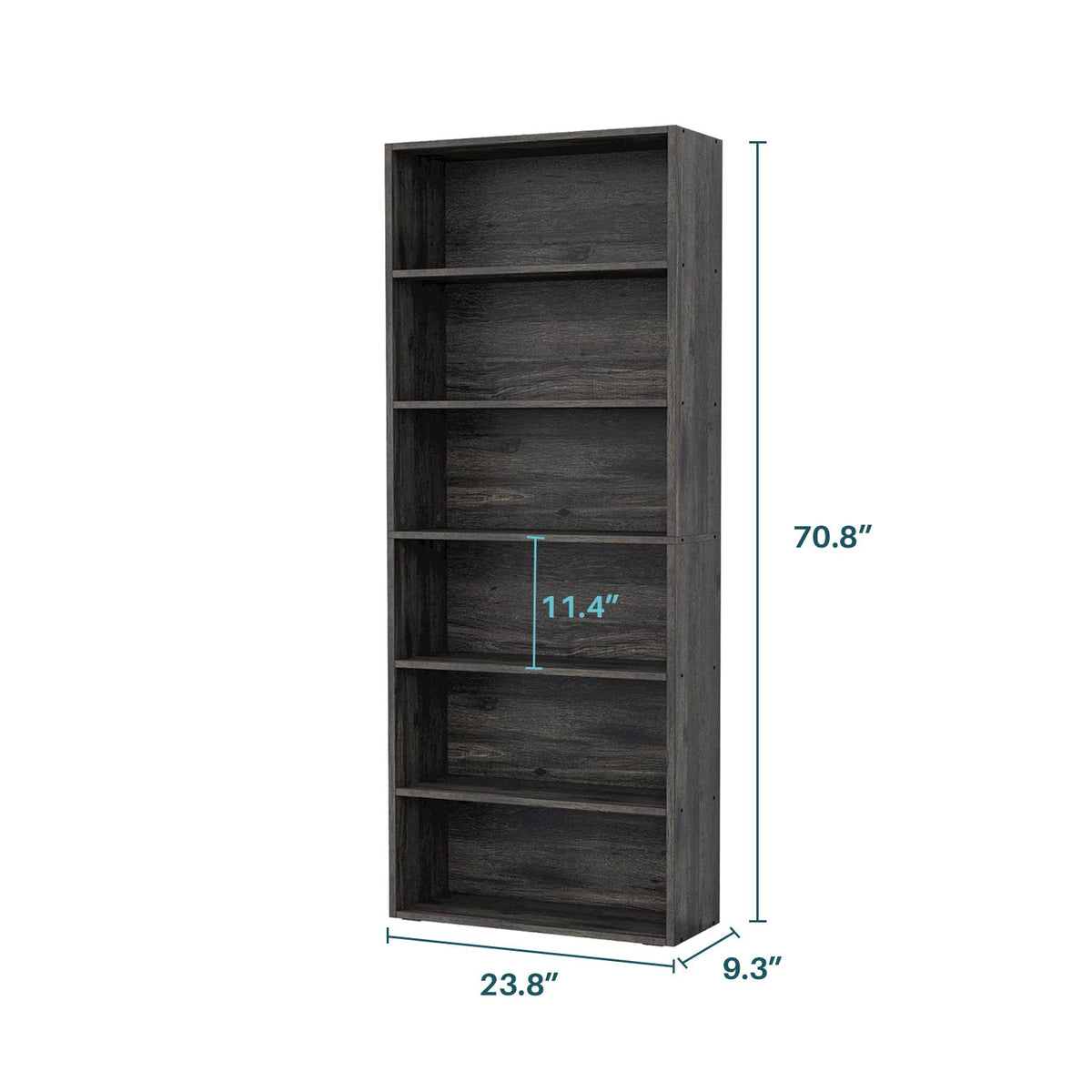 70 Inch Industrial 6-Shelf Floor Standing Bookshelf
