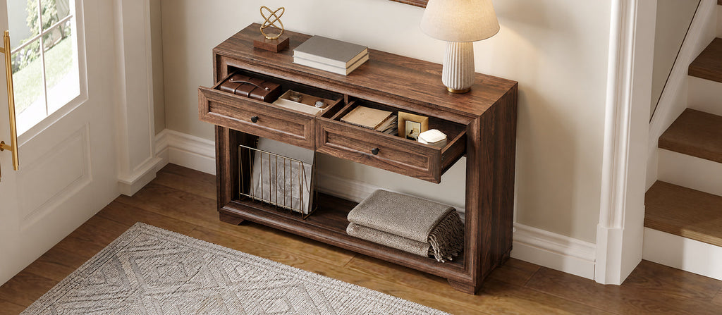 47 Inch Console Table with 2 Drawers and Shelf
