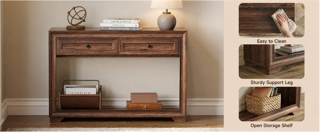 47 Inch Console Table with 2 Drawers and Shelf