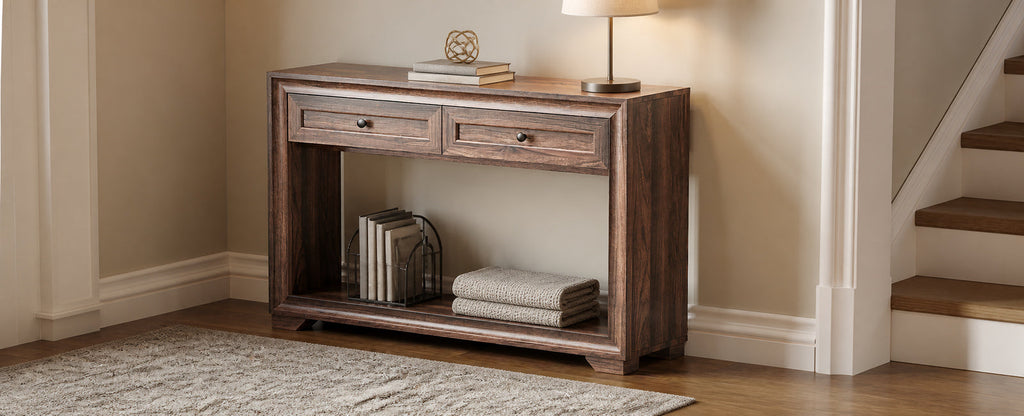 47 Inch Console Table with 2 Drawers and Shelf