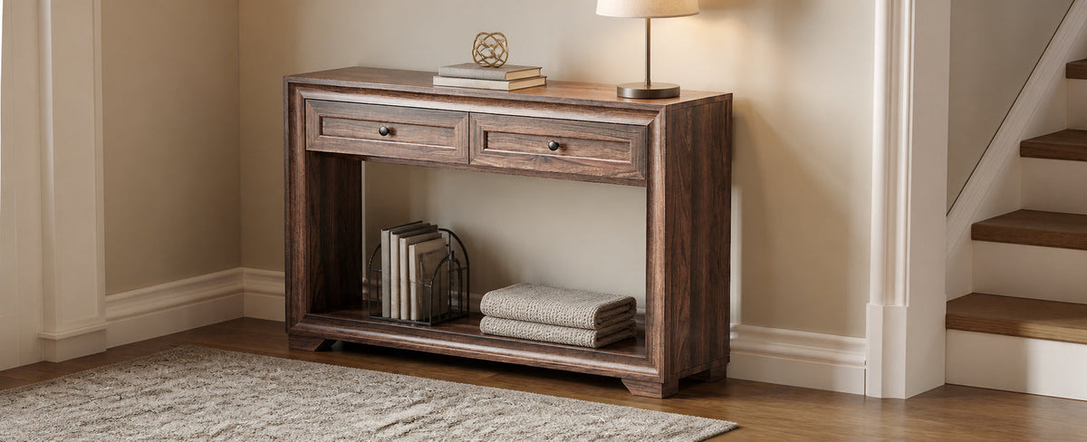 47 Inch Console Table with 2 Drawers and Shelf