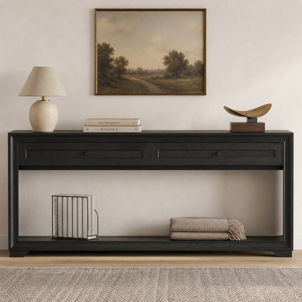 71 Inch Extra Long Console Table with 2 Drawers