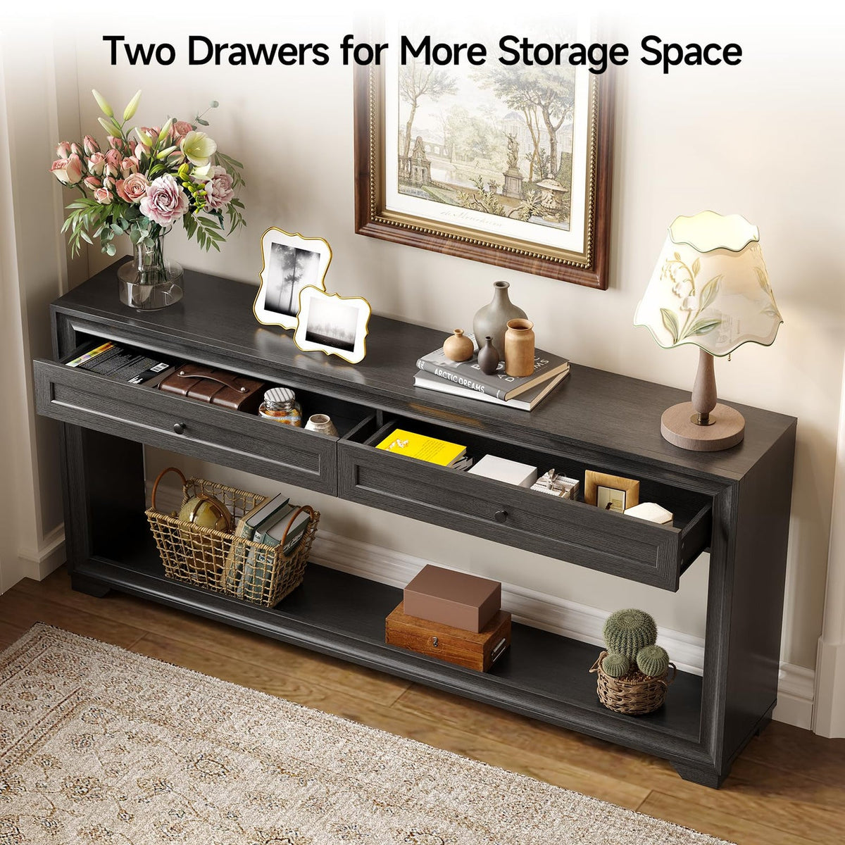 71 Inch Extra Long Console Table with 2 Drawers