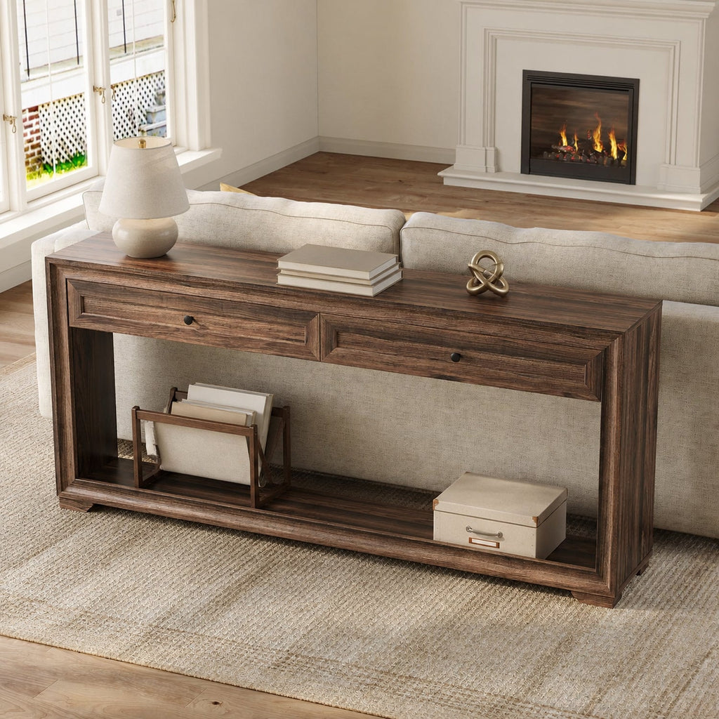 71 Inch Extra Long Console Table with 2 Drawers
