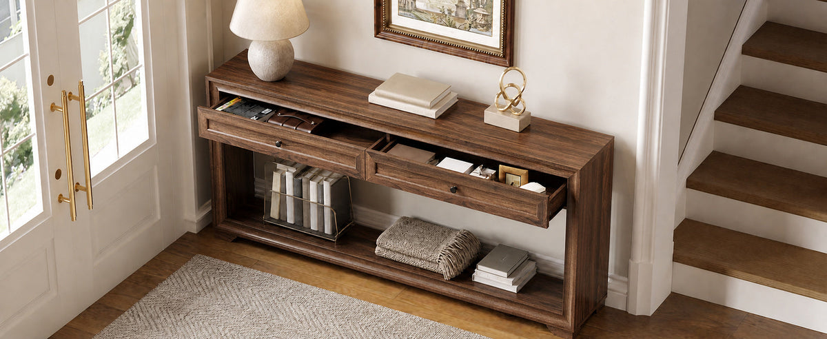 71 Inch Extra Long Console Table with 2 Drawers