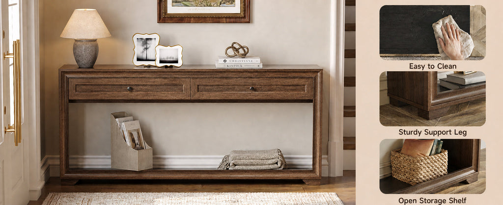 71 Inch Extra Long Console Table with 2 Drawers
