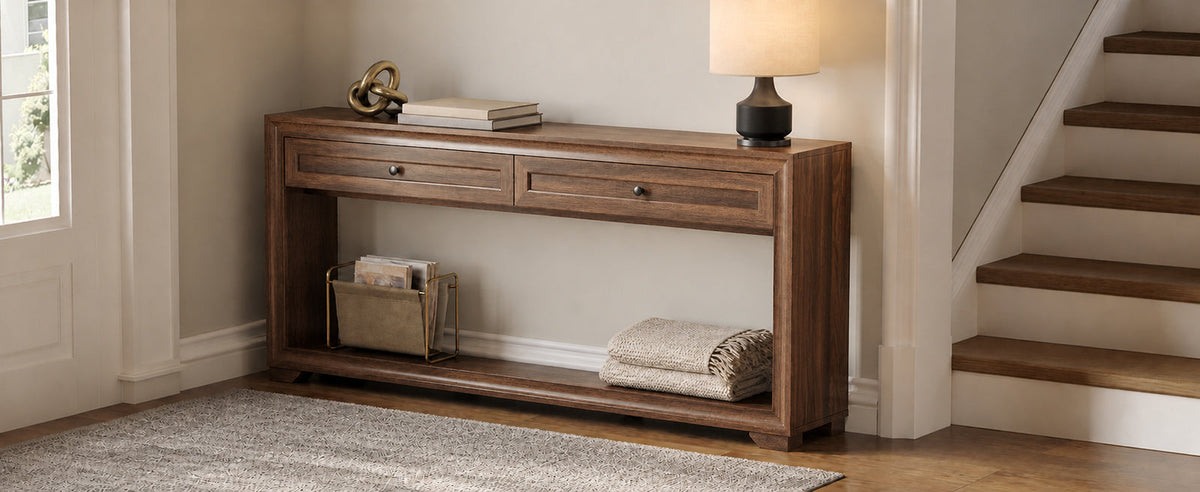 71 Inch Extra Long Console Table with 2 Drawers