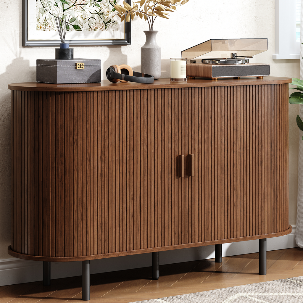 48 Inch Fluted Buffet Sideboard Coffee Bar Cabinet