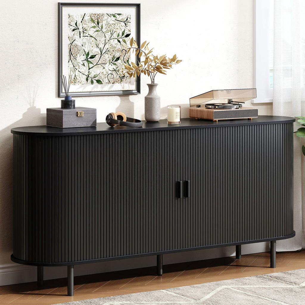 63 Inch Fluted Buffet Sideboard Coffee Bar Cabinet