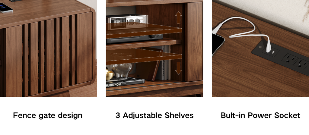 63 or 70 Inch TV Stand with Sliding Grille Doors