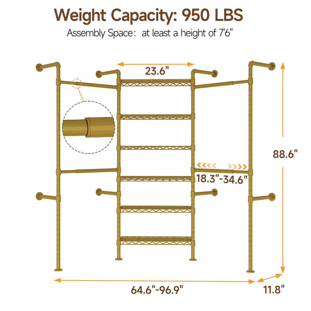 Wall Mounted Industrial Pipe Closet System