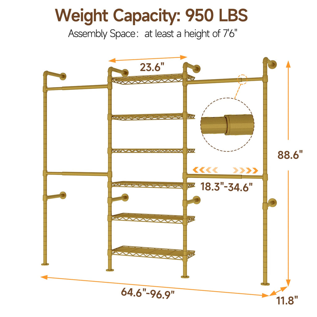 Wall Mounted Industrial Pipe Closet System