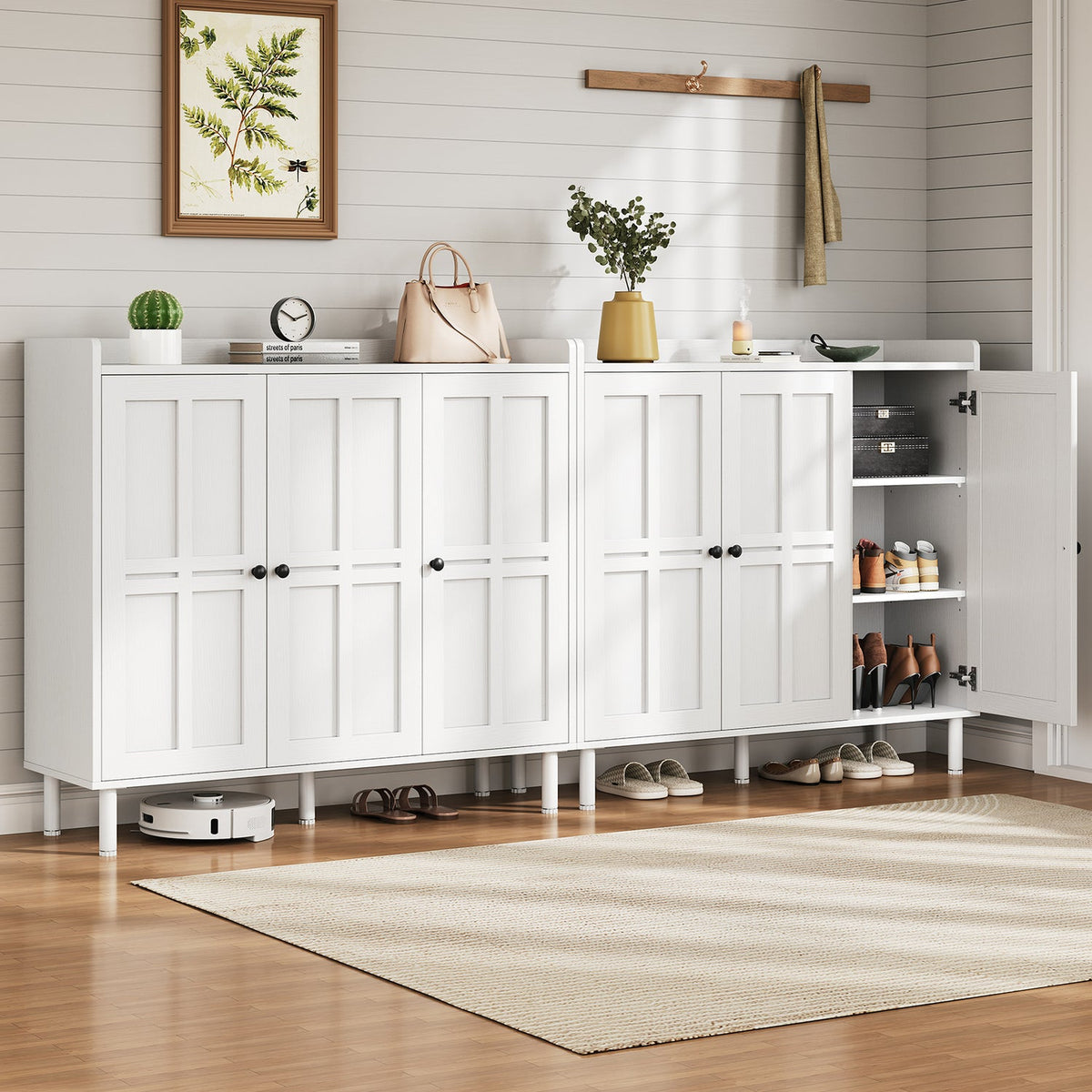 Freestanding Shoe Cabinet with 3 Doors and Shelves