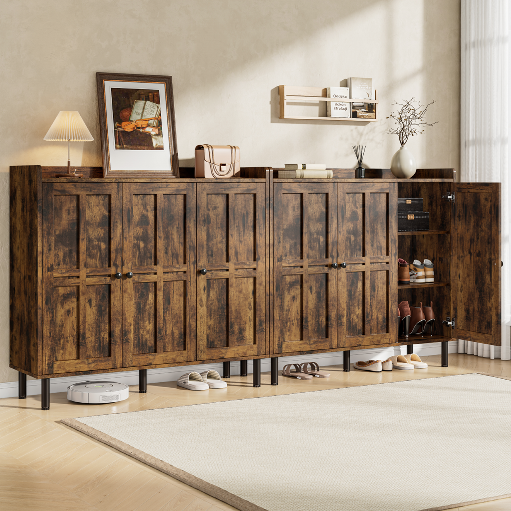 Freestanding Shoe Cabinet with 3 Doors and Shelves
