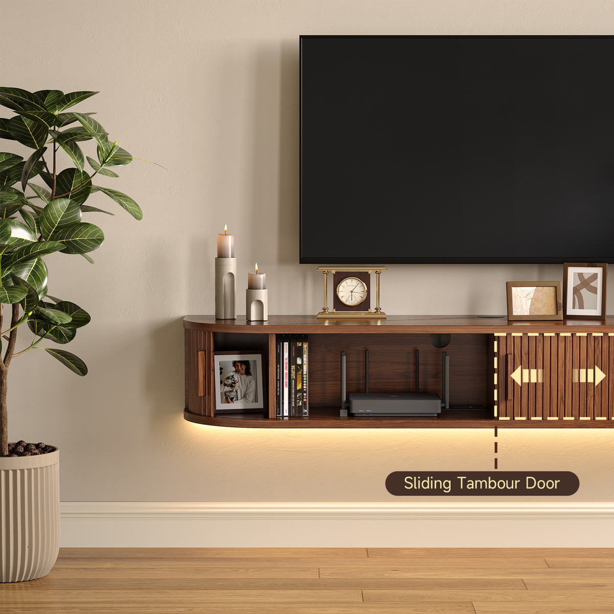 55 Inch Floating TV Stand with LED Light