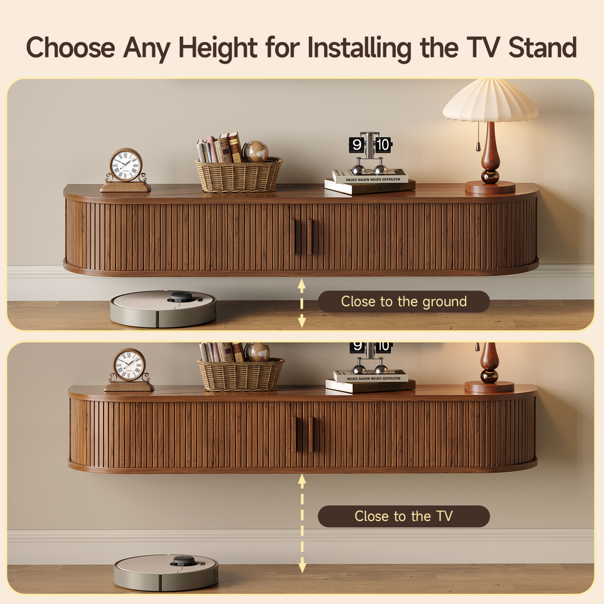 55 Inch Floating TV Stand with LED Light