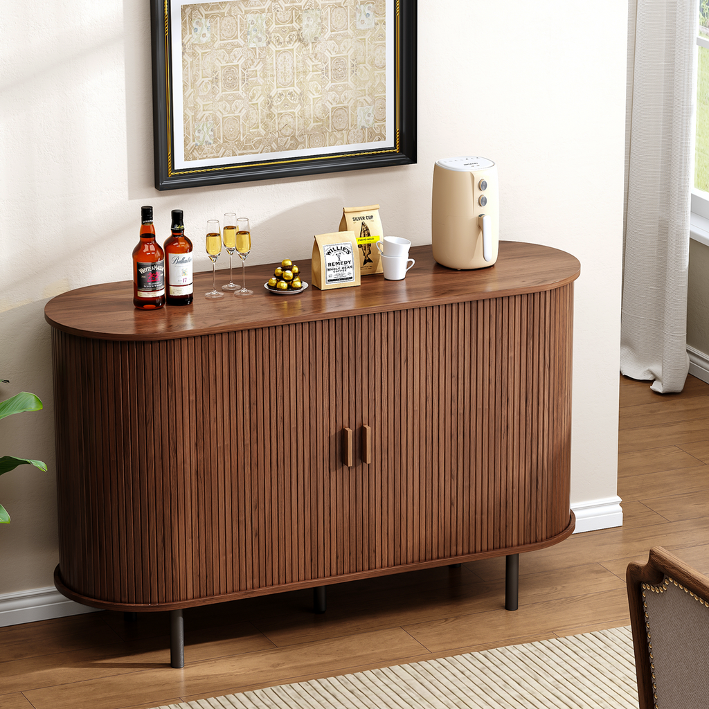 48 Inch Fluted Buffet Sideboard Coffee Bar Cabinet
