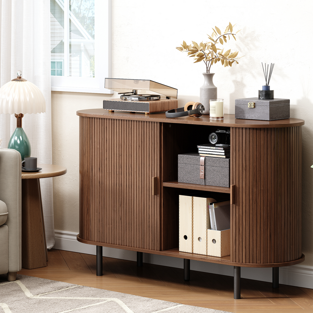 48 Inch Fluted Buffet Sideboard Coffee Bar Cabinet