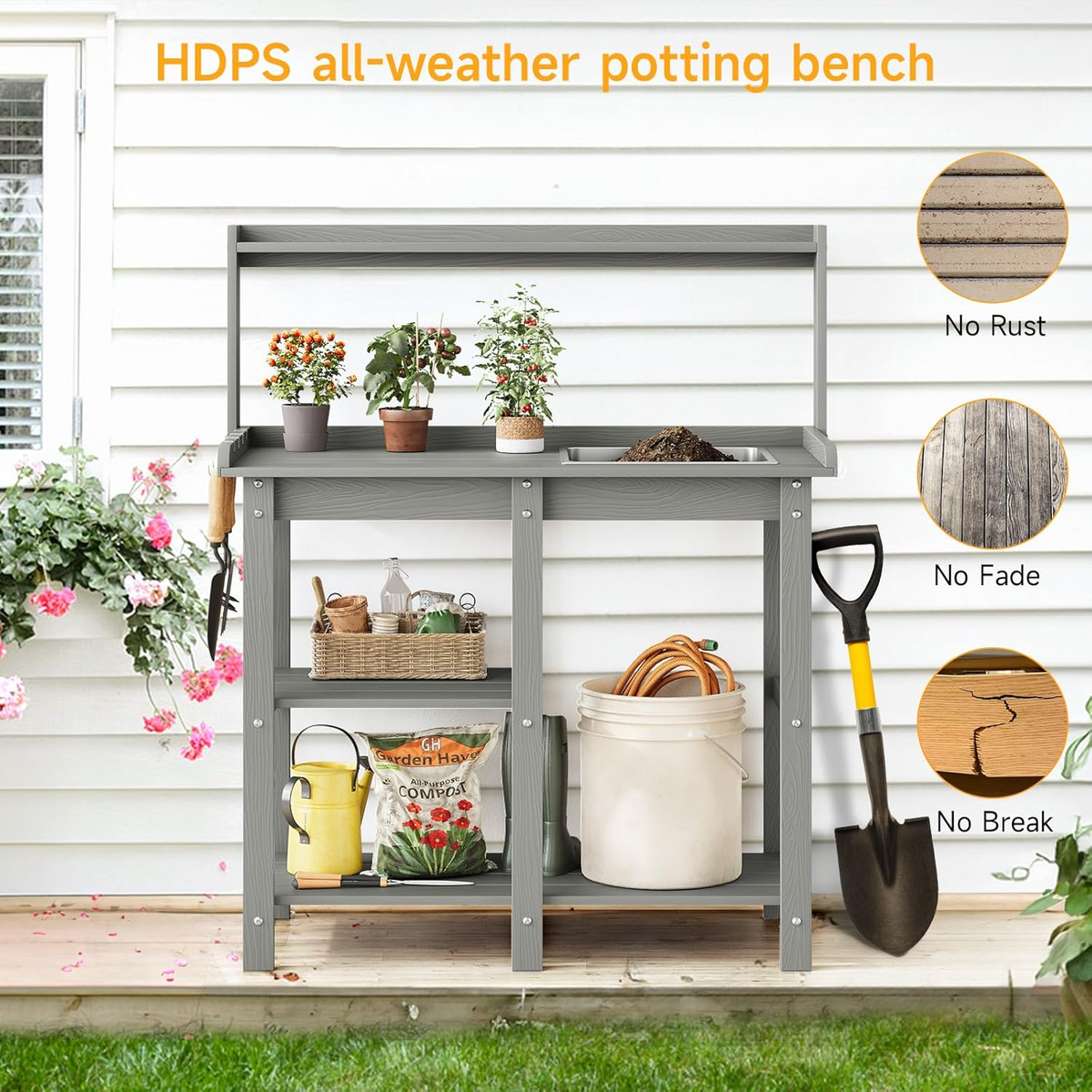 Outdoor Potting Bench with Removable Sink