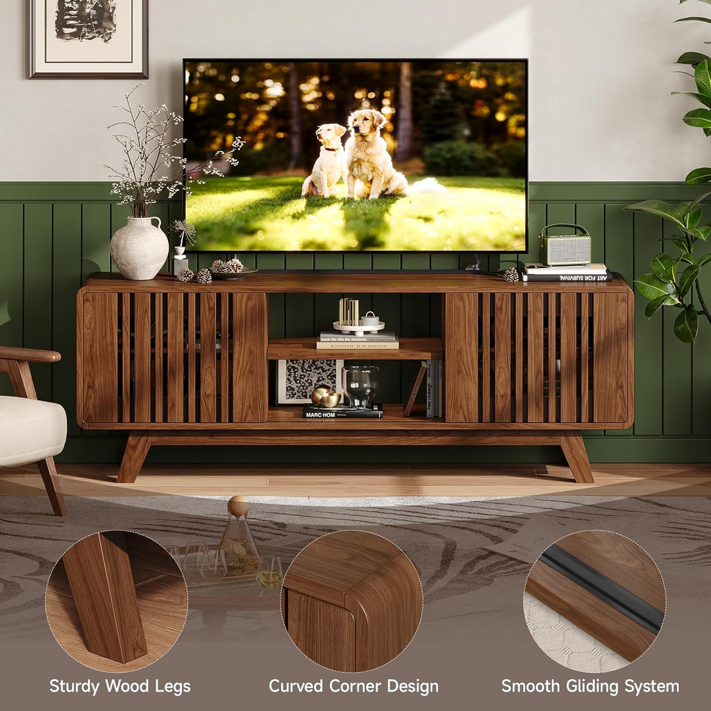 63 or 70 Inch TV Stand with Sliding Grille Doors