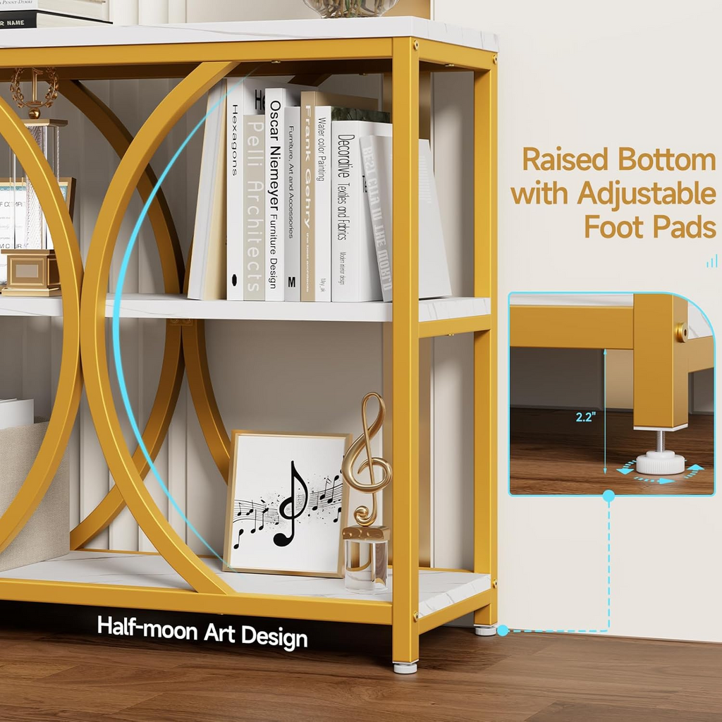 70.8" Extra Long Console Table with 3-Tier Shelves