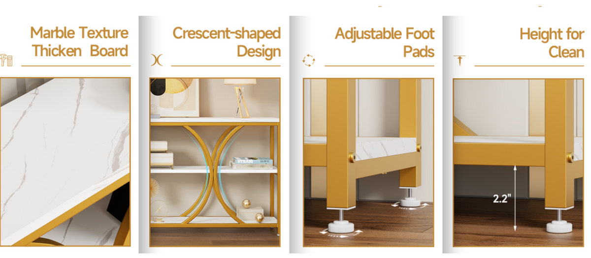 70.8" Extra Long Console Table with 3-Tier Shelves