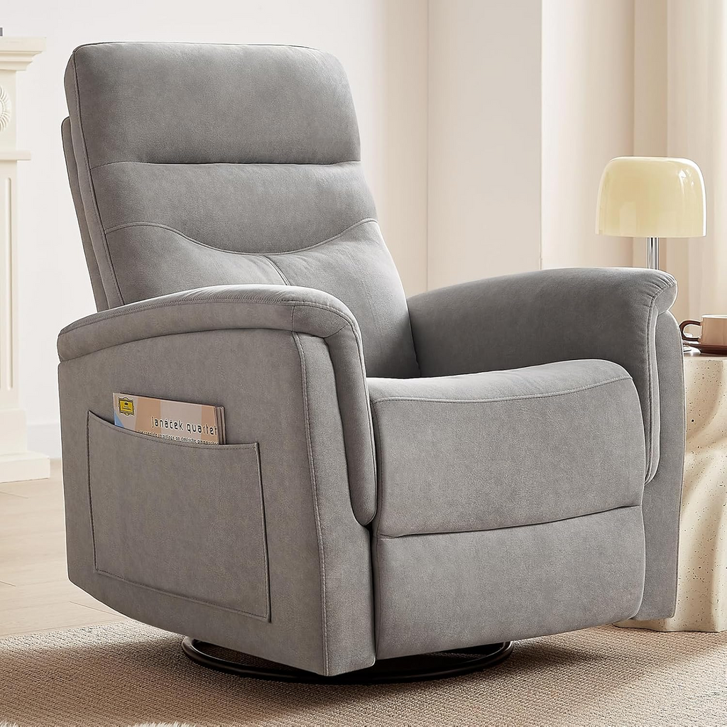 Swivel Rocker Recliner with High Back in Velvet