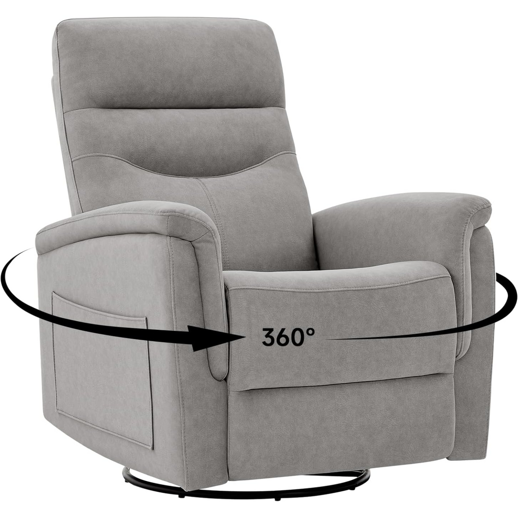 Swivel Rocker Recliner with High Back in Velvet