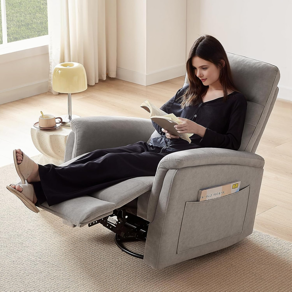 Swivel Rocker Recliner with High Back in Velvet