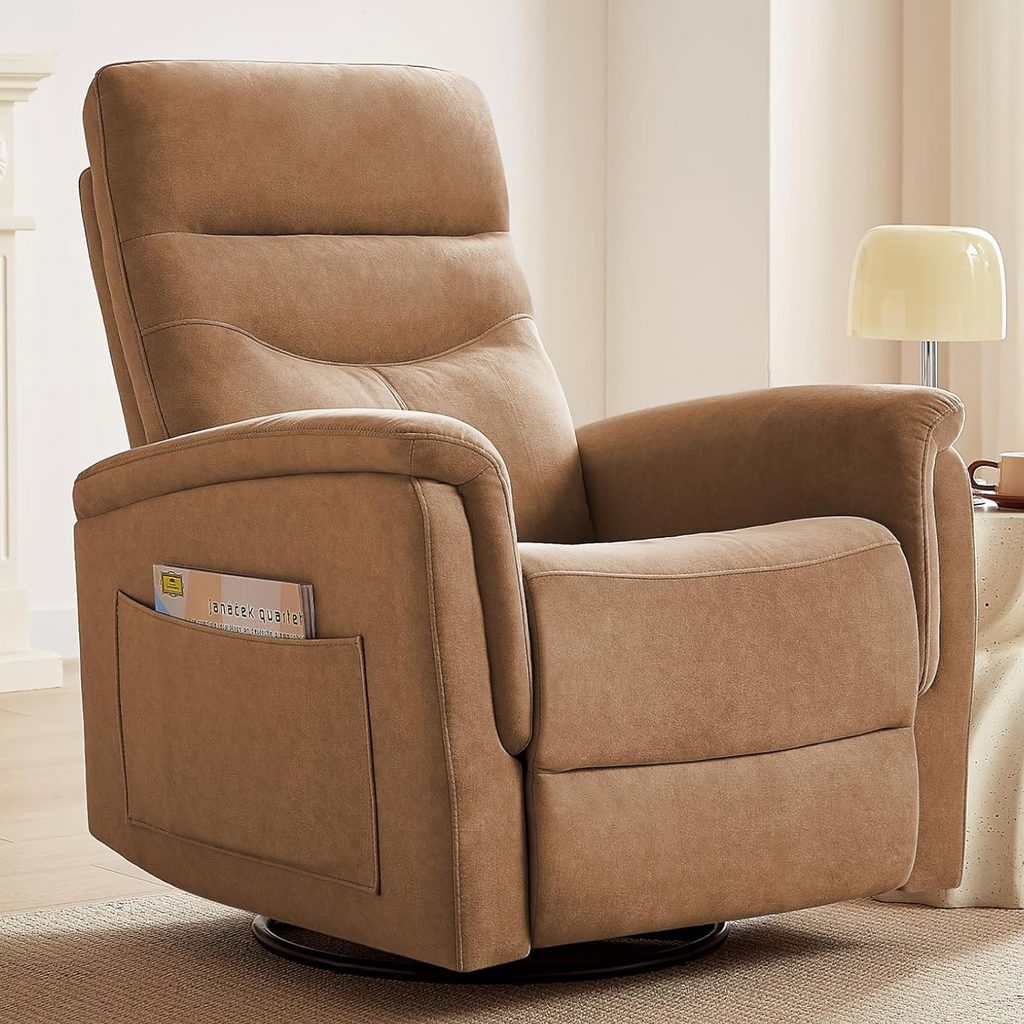Swivel Rocker Recliner with High Back in Velvet