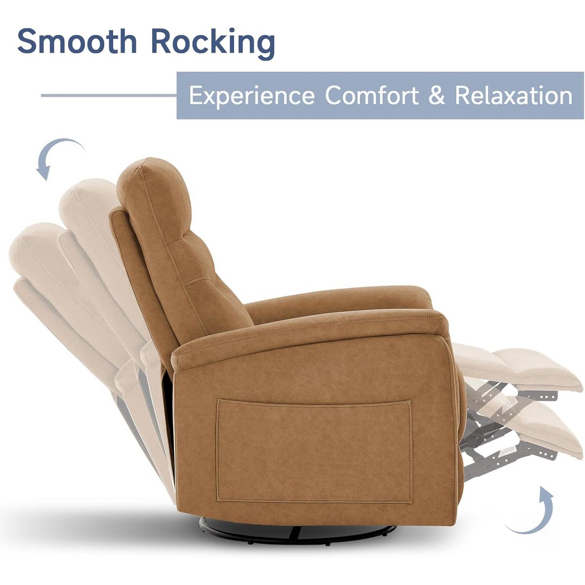 Swivel Rocker Recliner with High Back in Velvet
