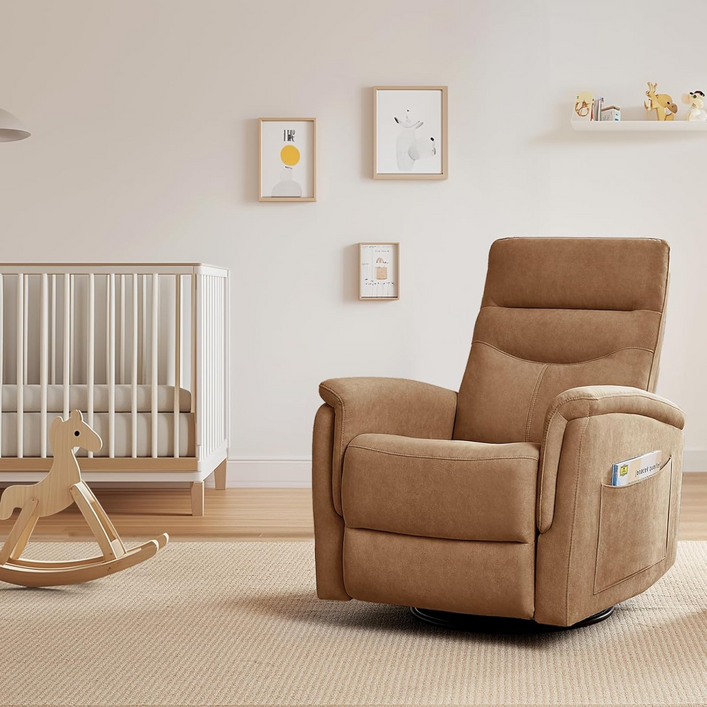 Swivel Rocker Recliner with High Back in Velvet