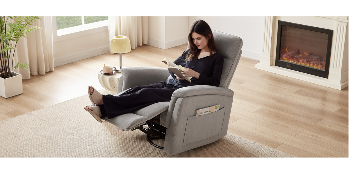 Swivel Rocker Recliner with High Back in Velvet